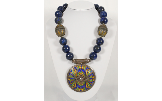 Vintage Sterling Silver Lapis Lazuli Pendant Necklace, 23 inches (adjustable) - 150.2g