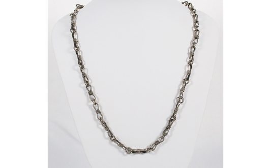 Vintage Sterling Silver Link Toggle Necklace, 17.75 inches - 26.3g