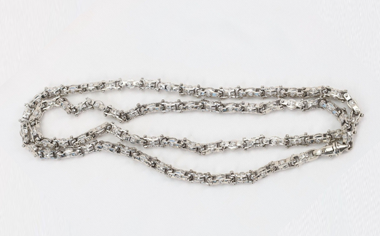 14k White Gold Unique Diamond Link Chain, 38.5 inches - 175.5g