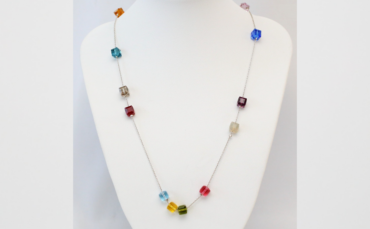 Aster & Sage Sterling Silver Beaded Cubed Necklace, 18 inches - 7.8g