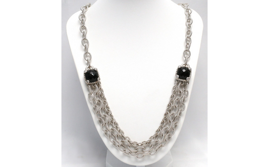 Judith Ripka Sterling Silver Layered Oval Link Toggle Necklace, 20 inches - 73.8g