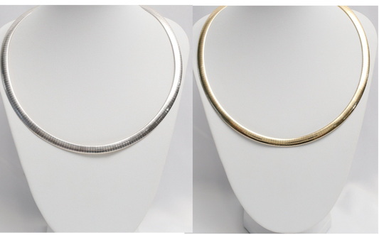 14k Yellow/White Gold Reversible Omega Necklace, 17 inches - 33.0g