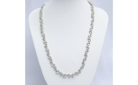 Sterling Silver Bridal Necklace with Cubic Zirconia, 17 inches - 32.3g