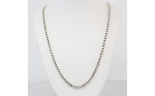 David Yurman Sterling Silver Box Chain Necklace w/ 14k Tag, 26.0 inches - 33.1g