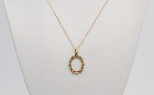 Vintage 10k Yellow Gold Diamond Necklace, 18.75 inches - 1.2g