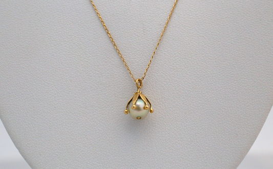 Vintage 14k Yellow Gold Pearl Necklace, 21 inches - 1.4g