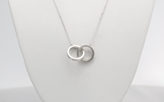 Tiffany & Co Sterling Silver 1837 Interlocking Circle Necklace, 15 inches - 2.7g