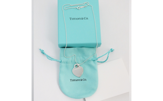 Tiffany & Co Sterling Silver Blank Heart Tag Necklace, 18 inches - 8.5g