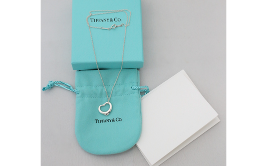 Tiffany & Co Elsa Peretti Sterling Silver Small Open Heart Pendant Necklace, 16 inches - 2.9g