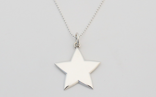 Tiffany & Co Sterling Silver 2000 Star Pendant Necklace, 18 inches
