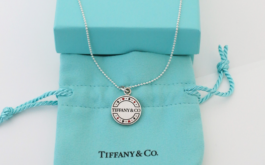 Tiffany & Co Sterling Silver Las Vegas Poker Chip Pendant Necklace, 18 inches