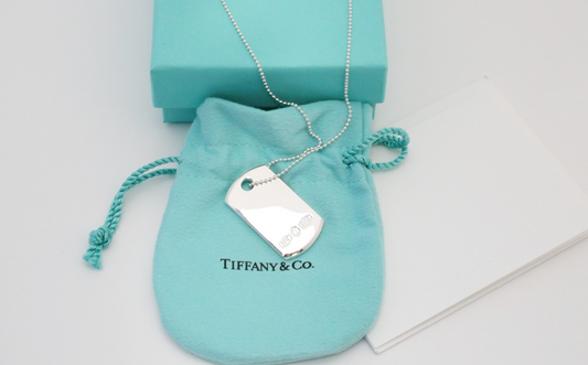 Tiffany & Co Sterling Silver Blank ID Dog Tag Necklace, 18 inches