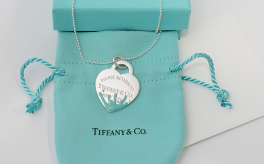 Tiffany & Co. Sterling Silver Blue Splash Heart "Please Return to Tiffany" Necklace, 18 inches