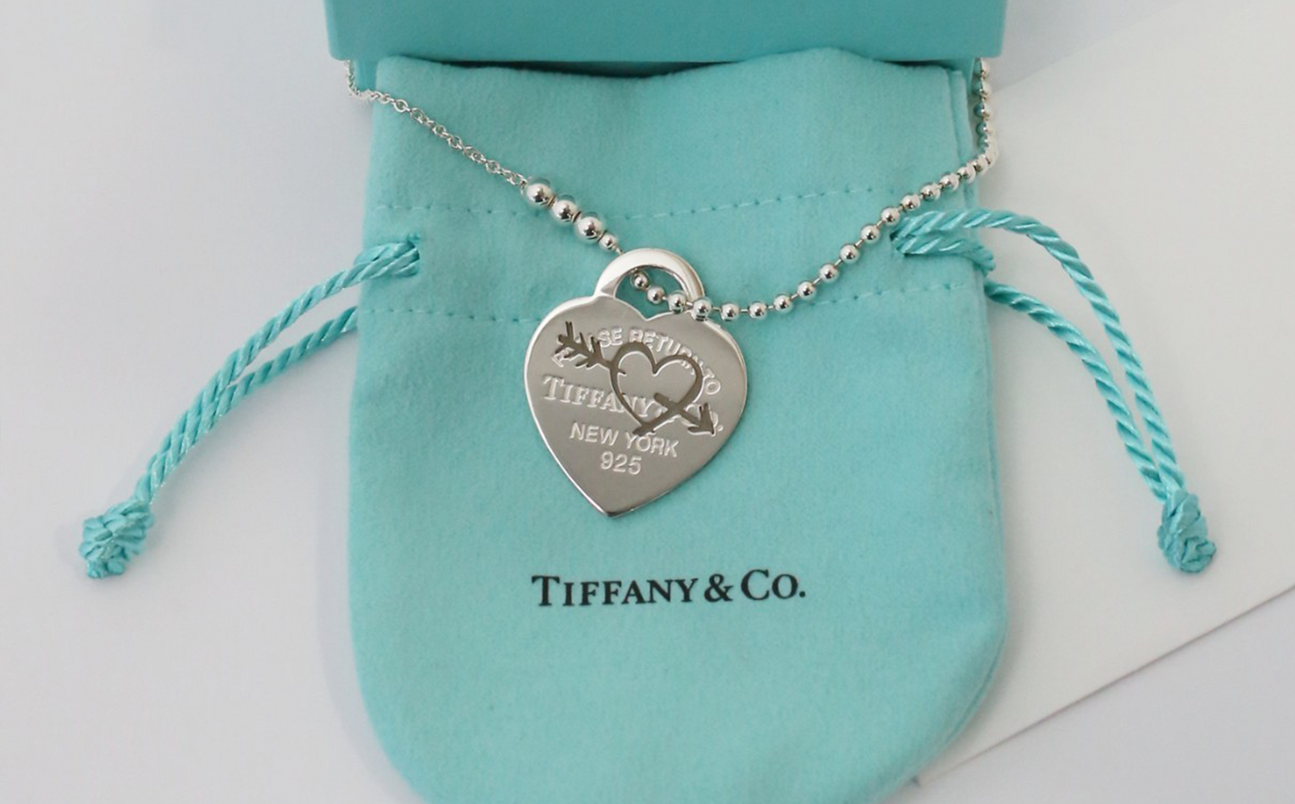 Tiffany & Co Sterling Silver "Return to Tiffany" Heart Arrow Necklace, 28 inches