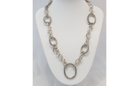 Vintage Michael Dawkins Sterling Silver Toggle Necklace, 18 inches - 61.5g