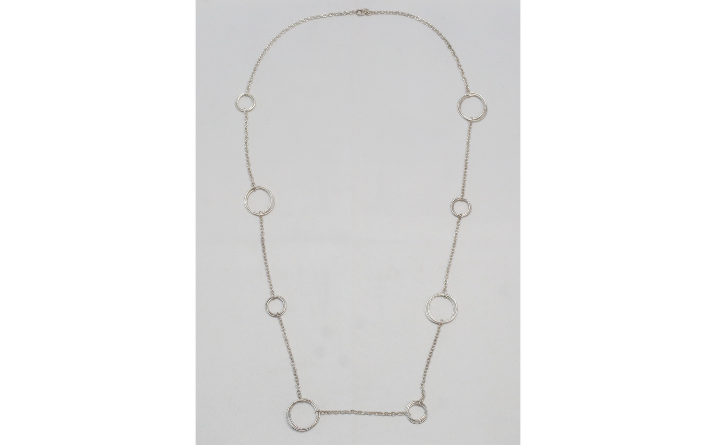 Fine Silver .999 Long Circle Link Necklace, 42 inches - 44.0g