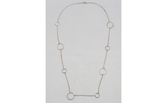 Fine Silver .999 Long Circle Link Necklace, 42 inches - 44.0g
