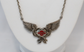 Vintage Sterling Silver Harley Davidson Winged Locket Necklace, 17 inches - 17.5g