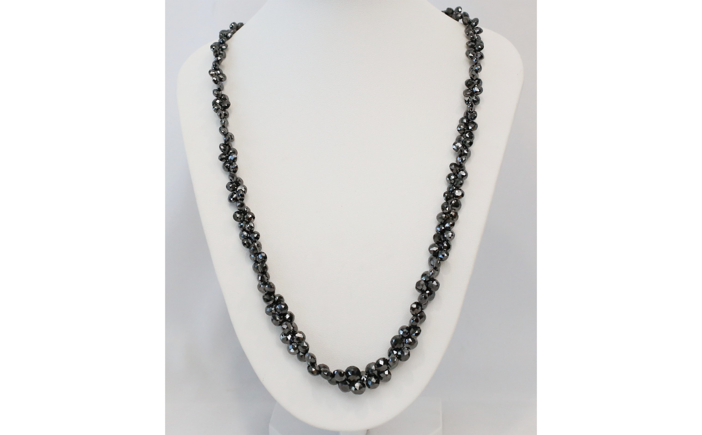 18k White Gold Black Hematite Cluster Necklace, 19 inches - 28.4g