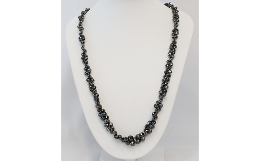 18k White Gold Black Hematite Cluster Necklace, 19 inches - 28.4g
