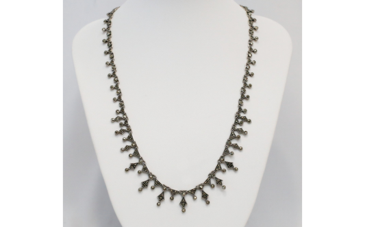 Vintage Sterling Silver Marcasite Choker Necklace, 16.5 inches - 19.5g