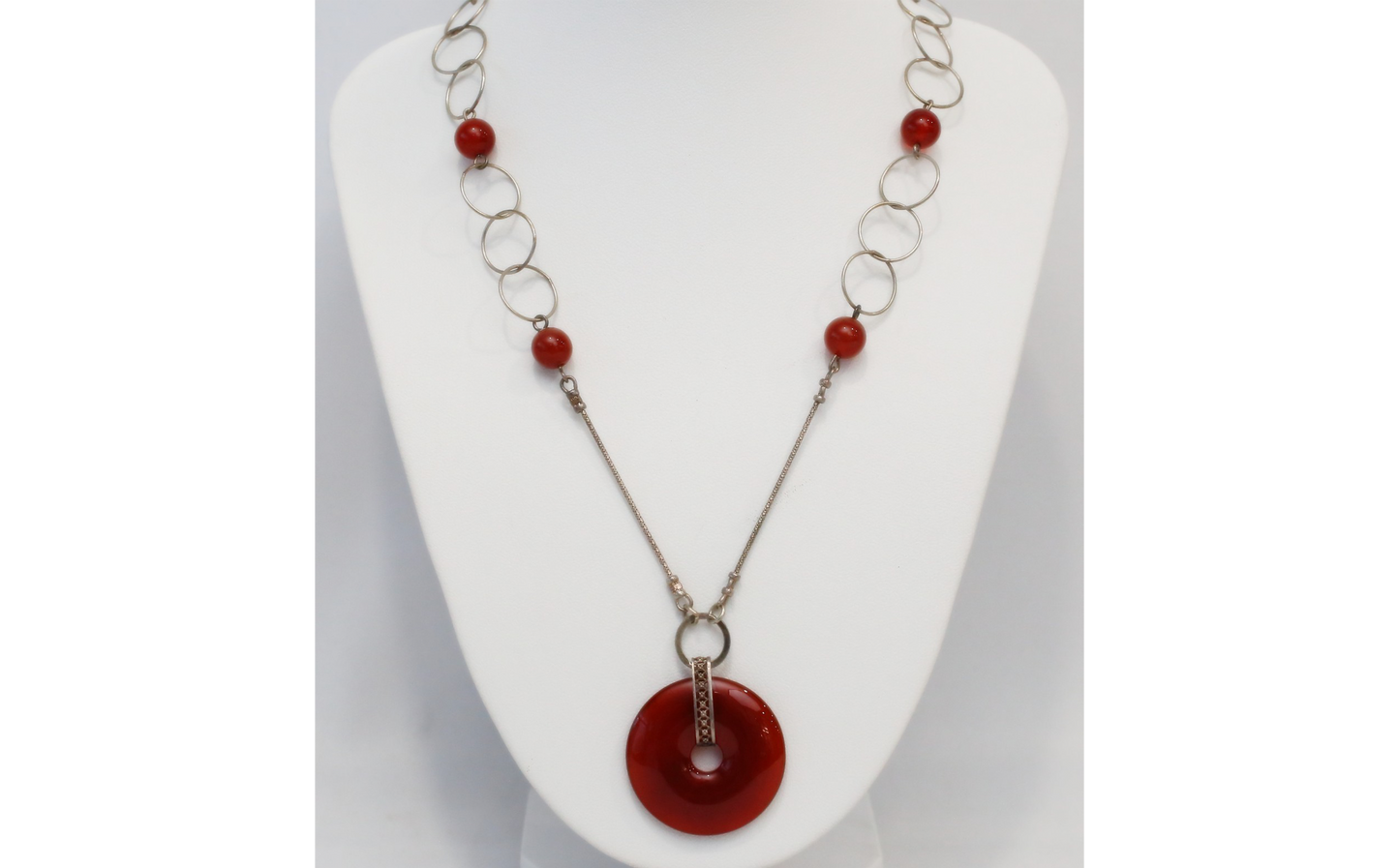 Vintage Magnolia Sterling Silver Link Necklace, 17 inches - 13.7g