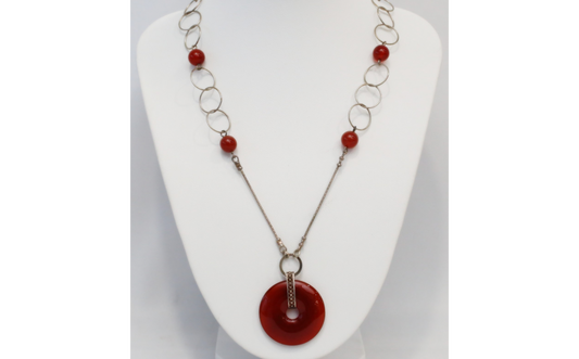 Vintage Magnolia Sterling Silver Link Necklace, 17 inches - 13.7g