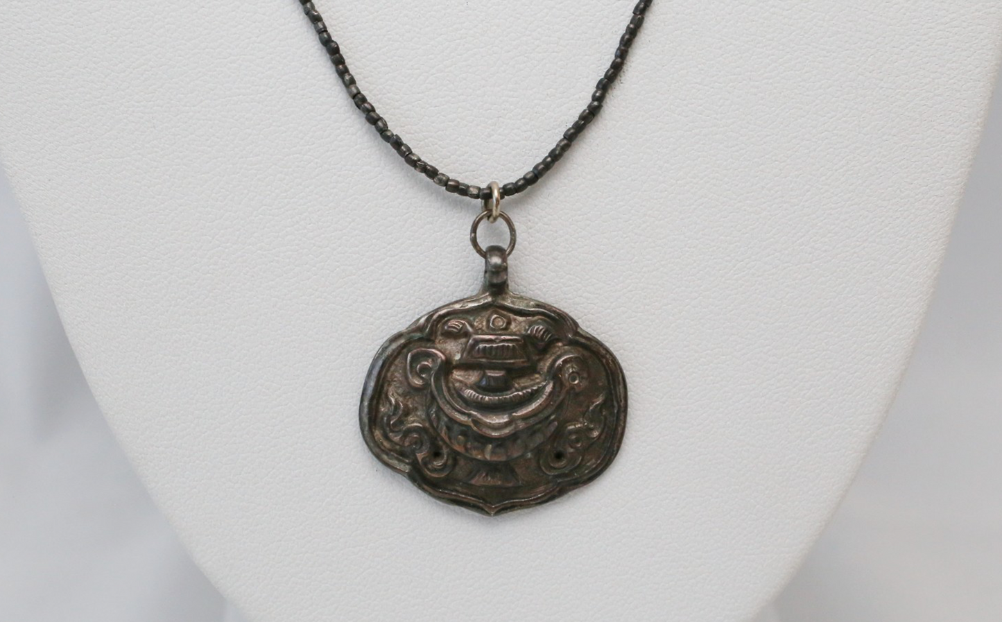 Vintage Sterling Silver Beaded Motif Pendant Necklace, 25 inches - 8.5g