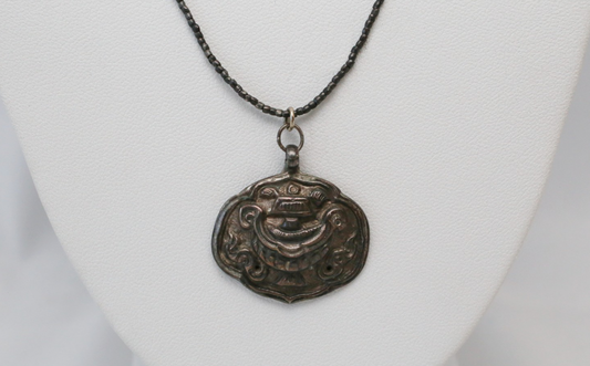 Vintage Sterling Silver Beaded Motif Pendant Necklace, 25 inches - 8.5g