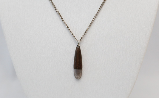 Ted Lowry Sterling Silver Wood Teardrop Necklace, 18 inches - 5.3g