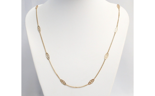 14k Yellow Gold Open Marquise Link Necklace, 27 inches - 3.2g