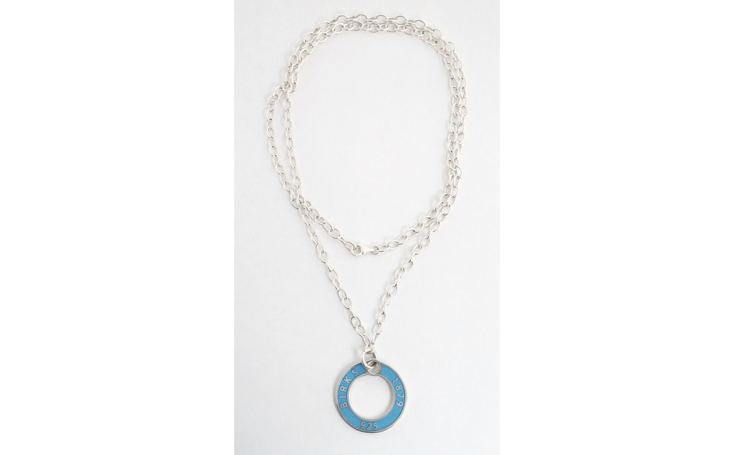 Birks Sterling Silver Circle Pendant Long Necklace, 30 inches - 29.0g