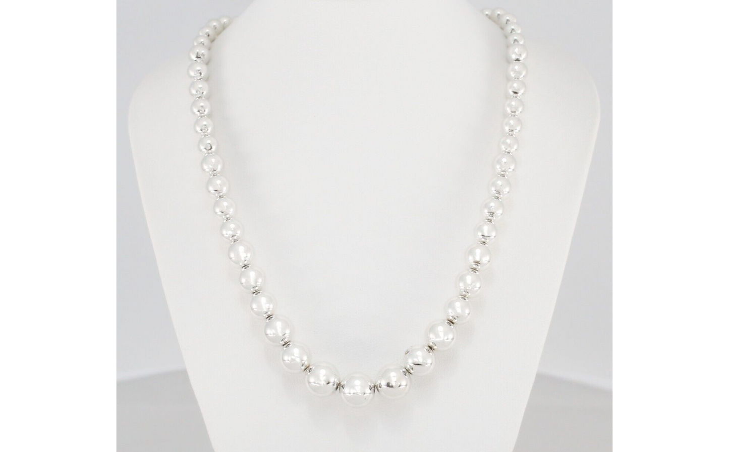 Tiffany & Co Sterling Silver Graduated Beaded Ball Necklace, 16 inches - 28.2g