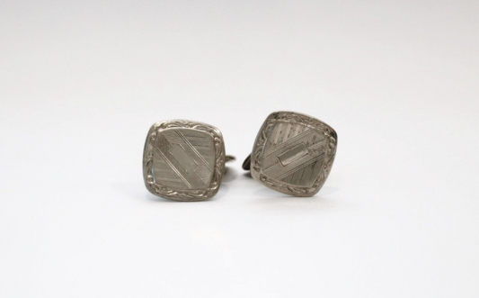 Vintage Belais 10k White Gold Front Textured Cufflinks, 5.0g