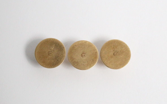 Vintage 14k Yellow Gold Shirt Studs Set of 3, 4.0g