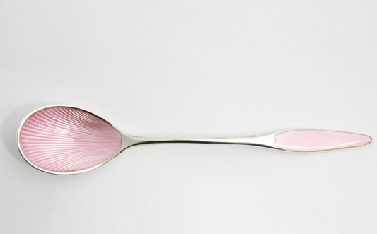 Vintage Frigast Denmark Sterling Silver Pink Enamel Spoon, 40.0g