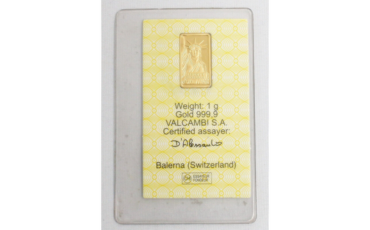 Valcambi Credit Suisse 1 Gram 999.9 Gold Bar