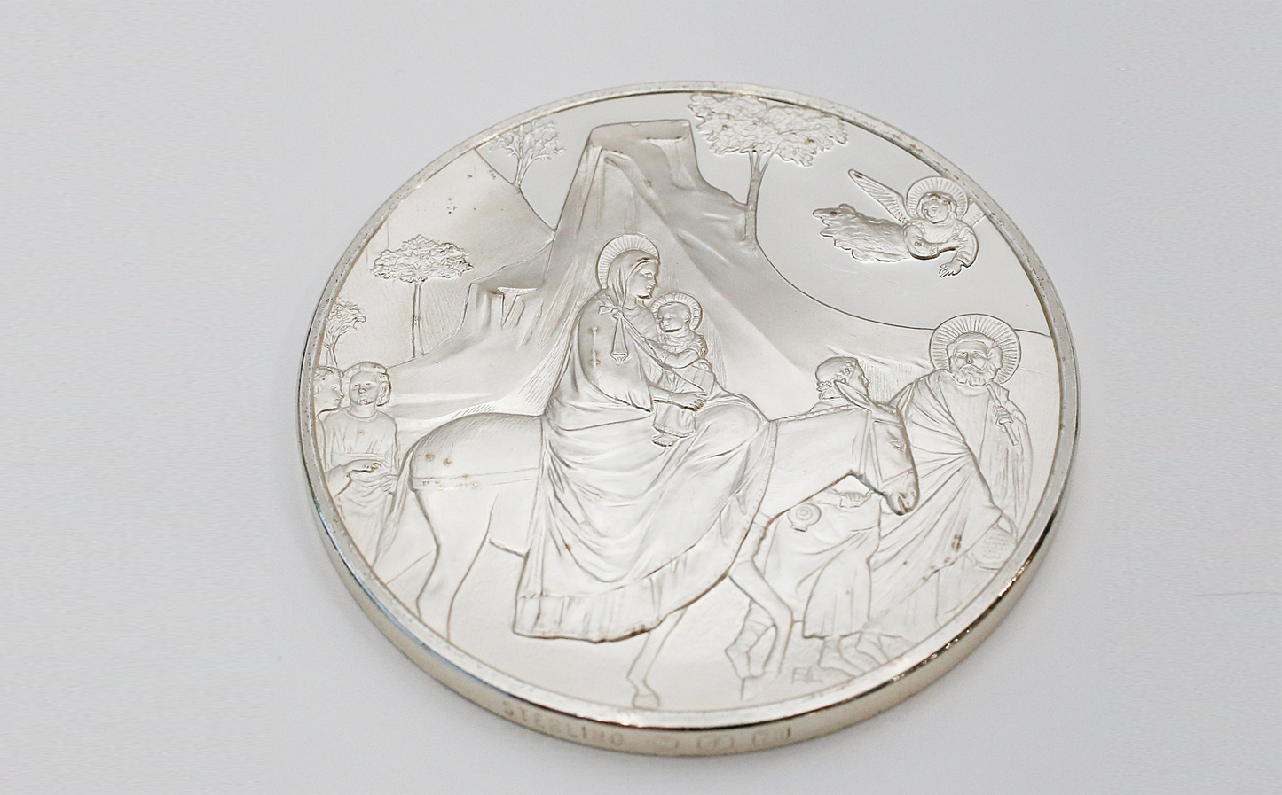 Sterling Silver Medal Proof La Fuite en Egypte Donkey, Flight of Egypt by Giotto 1304-1312, 65.0g