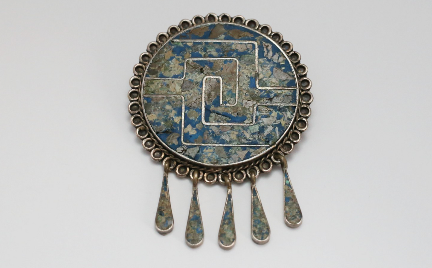 Vintage Taxco Sterling Silver Mosaic Pendant/Brooch, 12.1g