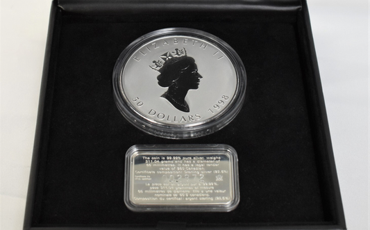 1998 Royal Canadian Mint 10th Anniversary Elizabeth II 10oz Silver $50 Coin