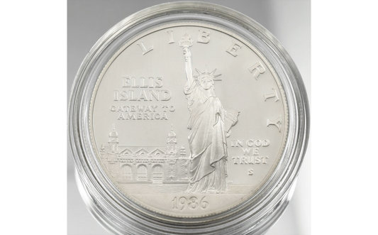 1986 Ellis Island, Statue of Liberty 90% Silver Proof $1 US Coin