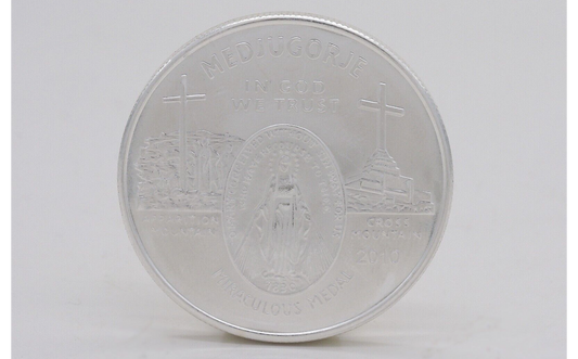 2010 Medjugorje - Miraculous Medal 1oz .999 Fine Silver Coin