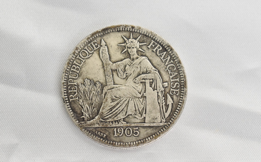 1905 French Indochina Piastre de Commerce .900 Silver Coin 27gr