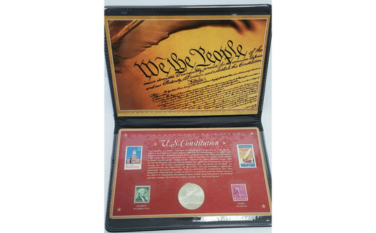 1987 US Constitution Bicentennial Commemorative Silver Dollar & Stamp Set