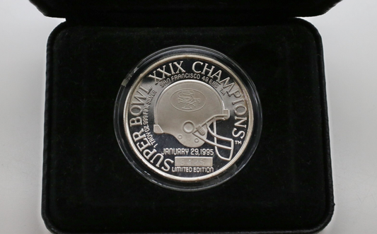 1995 Super Bowl XXIX Champions SF 49ers 1oz .999 Pure Silver Coin