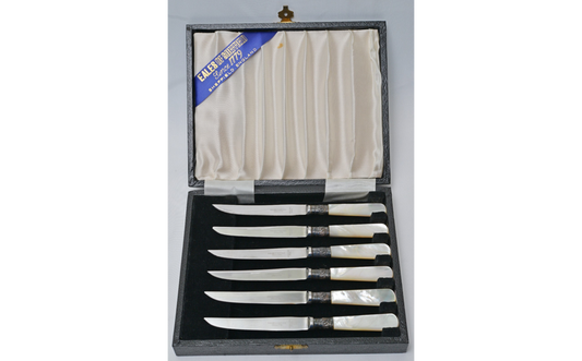 Eales of Sheffield Mother of Pearl 6pc Knife Set & Case