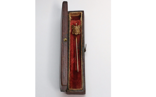 Antique 10k Yellow Gold Viking Stick Pin Circa 1910, 3.2g