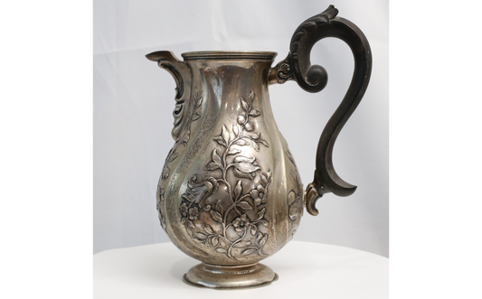 Antique Floral Themed Silver Pitcher - 16.4oz