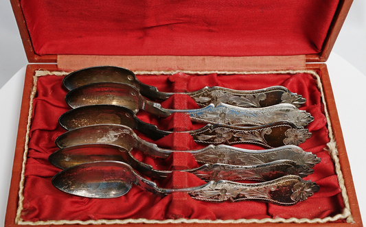 Vintage Ornate Solid Silver Spoons, Set of 6 - 180.0g