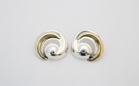 Mexico Sterling Silver Swirl Clip-On Earrings, 22.0g